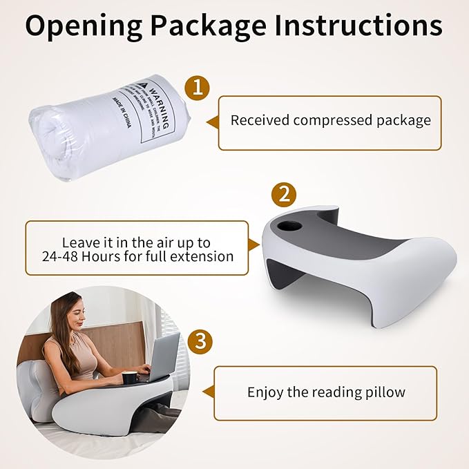 Olumoon Reading Pillow, Lap Desk Pillow for Adult, Gaming Pillow Memory Foam for Arm Support, Arm Rest for Working, Crocheting, Playing Game or Siting in Bed, Floor, Sofa (Grey)