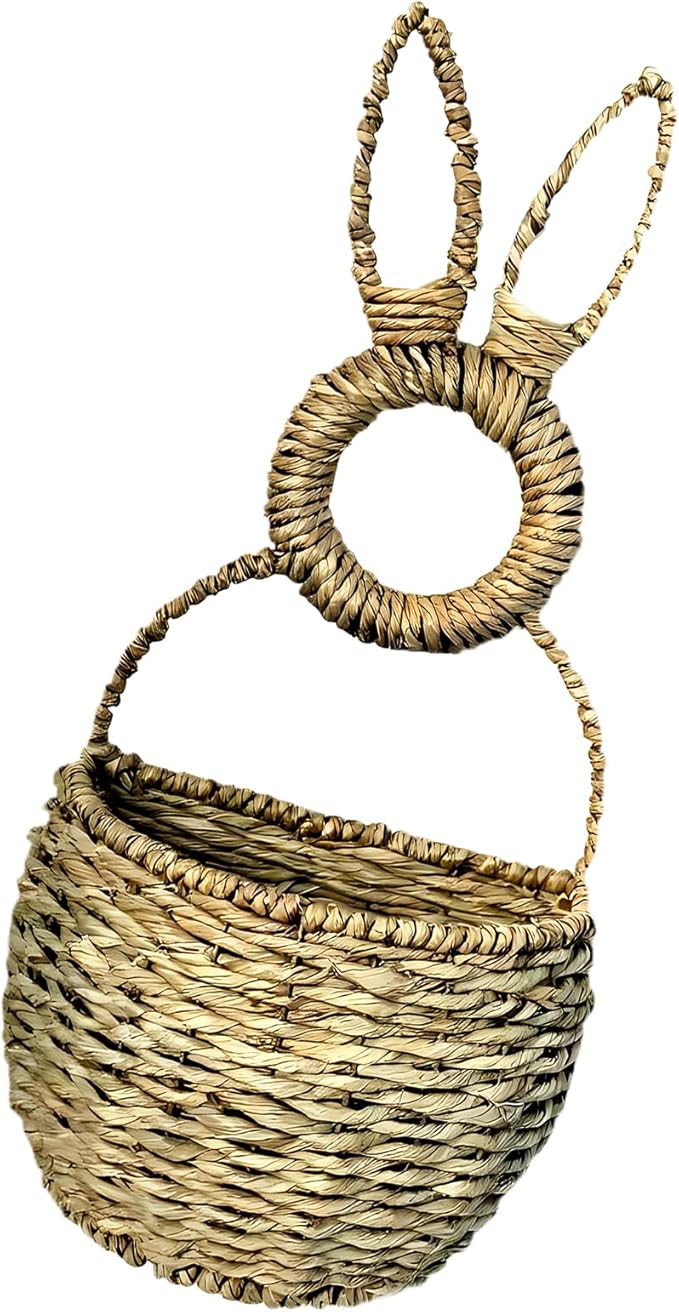 Decorative Rattan Rabbits Wall Mount Basket From Rattan Materials Fit Various Room Styles Natural Flexible Basket