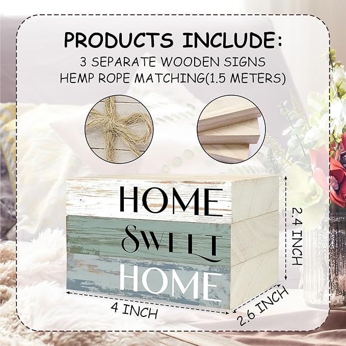 Mini Decorative Books for Home Decor, Small Wood Book Stack for Table Decor, Home Sweet Home Decor Books for Living Room Bookshelf, Farmhouse Stacked Books Decor(L36)