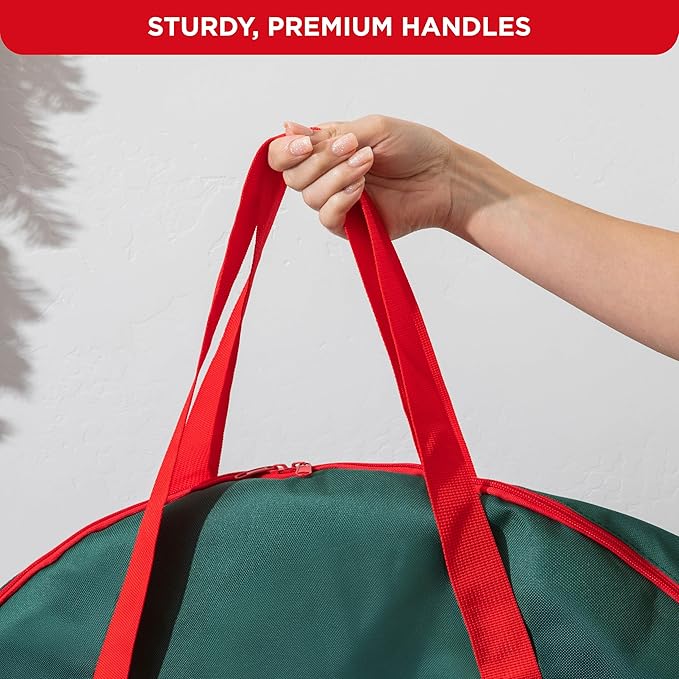 HOLDN’ STORAGE Premium Wreath Storage Bag - Durable Material - Waterproof - Heavy-duty Christmas Storage Container for Xmas Wreath with Dual Zipper Closure, Tear-proof, 36"W x 8"D - Green
