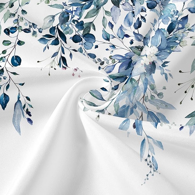 Gibelle 3 in 1 Shower Curtain Set, 72x72 Blue Eucalyptus Bath Curtain and PEVA Liner Set with 12 Metal Hooks, Waterproof Fabric Bathroom Curtain