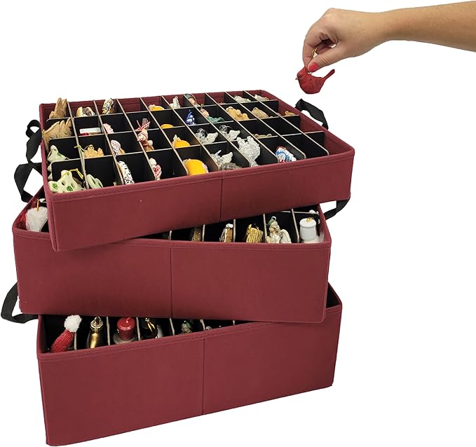 612 Vermont Slim Ornament Storage Box with Adjustable Acid-Free Dividers, Holds 120 Ornaments (SB-40061-VT)