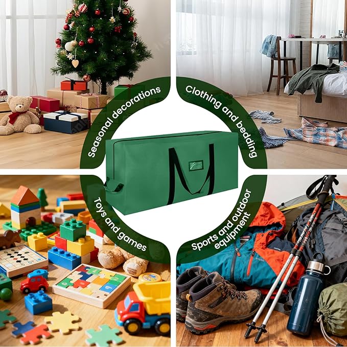 Heavy Duty Christmas Tree Storage Bag for Trees Up to 9ft β Waterproof, 600D Durable Zipper & Handles, Holiday Storage Solution (Green)