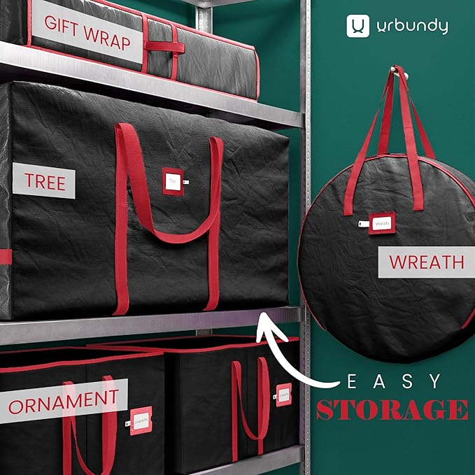 Heavy Duty Christmas Tree Storage Bag 9 Ft - Christmas Tree Bag Black - Tree Bags For Storage - Xmas Tree Storage Bag Holds 9 Ft Christmas Tree Bag For All Year Round Christmas Storage
