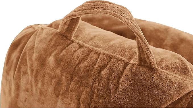 Husband Pillow Medium Reading Pillow with Arms - 23" Backrest for Sitting Up in Bed - Firm Support Bed Rest Pillow for Adults, Neck Roll, Removable Cover - TV, Reading, Lounging - Tan