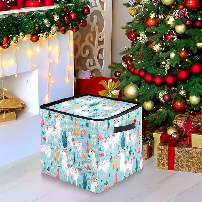 Kigai Alpaca Christmas Ornament Storage Box with Zipper & Adjustable Dividers Holiday Ornament Organizer Xmas Storage Container, 64 Balls
