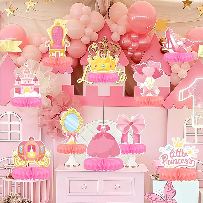 Princess Birthday Party Supplies - Princess Themed Honeycomb Centerpiece ,Table Decorations for Princess Themed Birthday Party Decorations