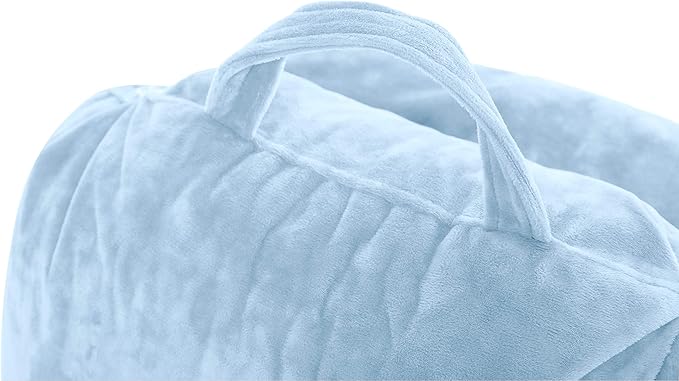 Husband Pillow Medium Reading Pillow with Arms - 23" Backrest for Sitting Up in Bed - Firm Support Bed Rest Pillow for Adults, Neck Roll, Removable Cover - TV, Reading, Lounging - Sky Blue