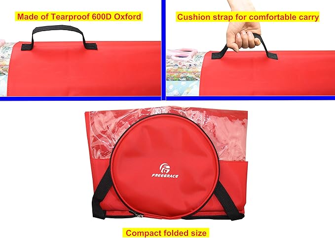 Freegrace Gift Warp Organizer | Large 9" x 40.9" Wrapping Paper Rolls Storage Bag | Tearproof & Space Saving Under Bed Gift Bag Organization (Red)