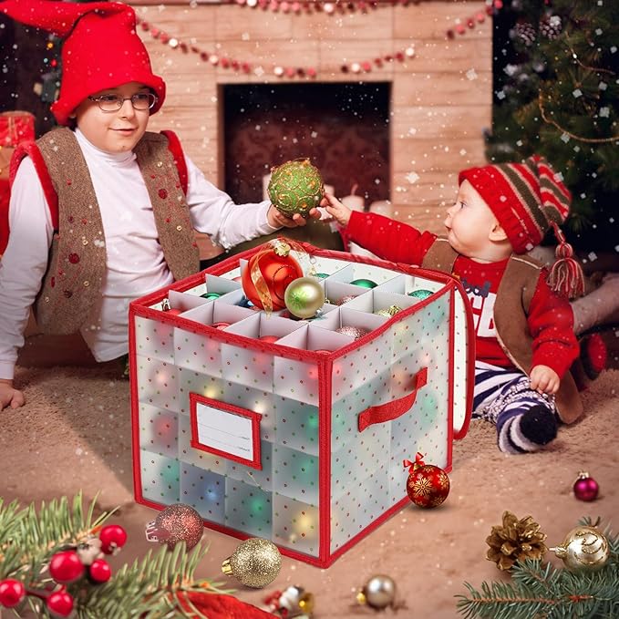 Christmas Tree Ball Organizer Ornament Storage Containers,Ornament Storage Box Hard Plastic Containers That Store Up To 64 Holiday Ornaments