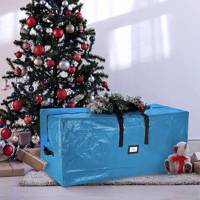 Hearth & Harbor 9 ft Christmas Tree Storage Bag - Artificial Christmas Tree Bag with Reinforced Handles, Dual Zipper, Wide Opening - Large Storage Container for Trees and Decorations, 2 Piece set
