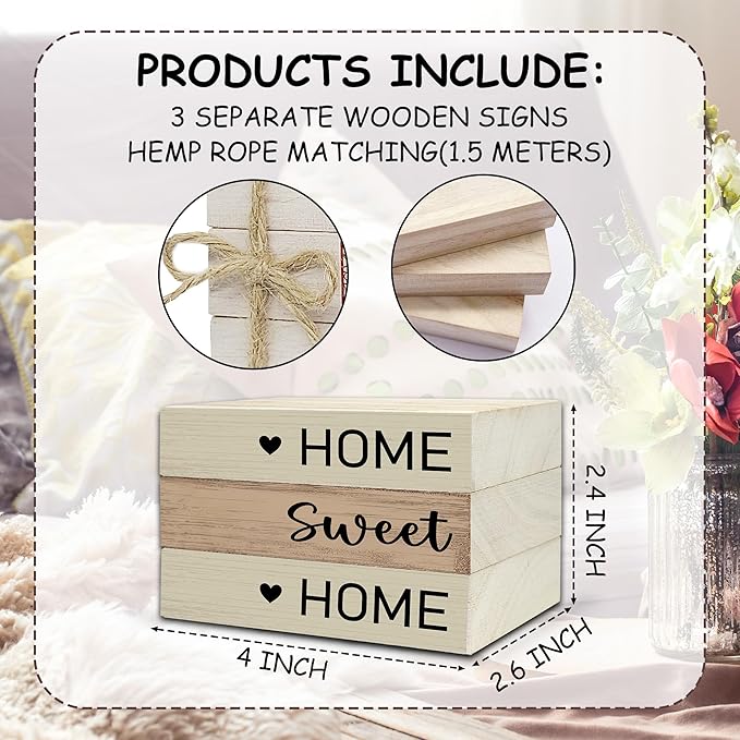 Mini Decorative Books For Home Decor, Small Wood Book Stack For Table Decor, Home Sweet Home decoration Books For Living Room Bookshelf, Farmhouse Stacked Books decoration(L54)