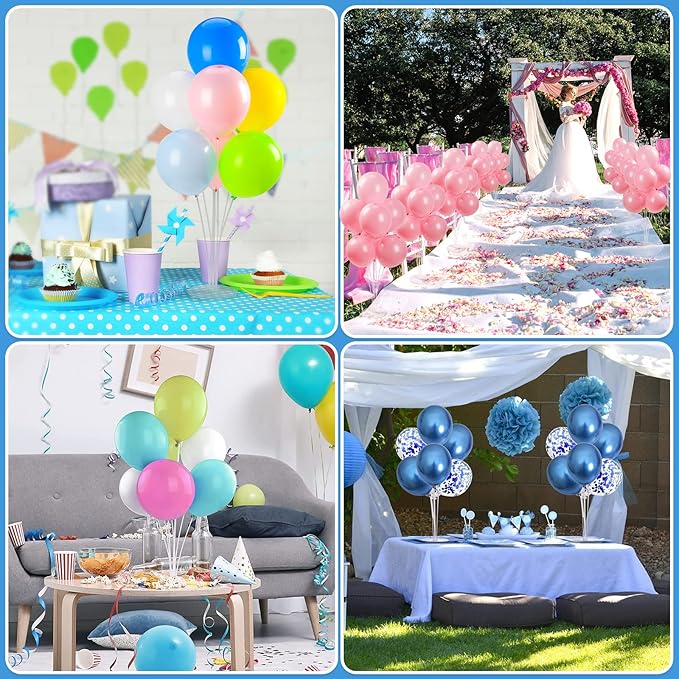 Voircoloria 4 Sets Balloon Stand Kits, Balloon Sticks Holder with Base for Table Graduation Birthday Baby Shower Gender Reveal Party Decorations