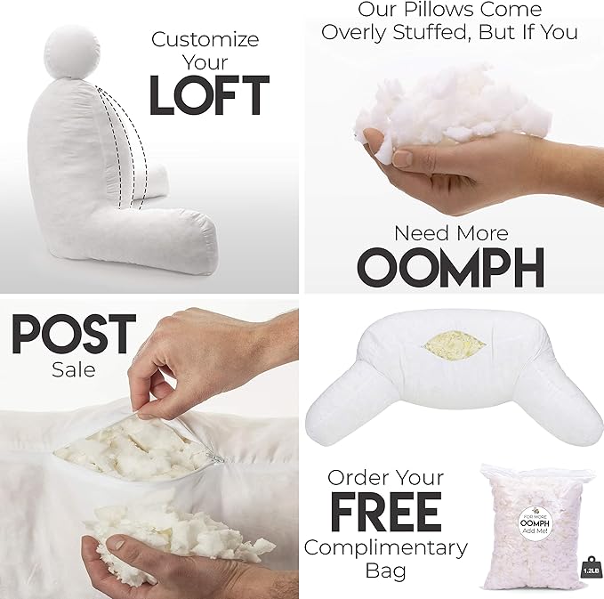 Husband Pillow Medium Reading Pillow with Arms - 23" Backrest for Sitting Up in Bed - Firm Support Bed Rest Pillow for Adults, Neck Roll, Removable Cover - TV, Reading, Lounging - Chocolate