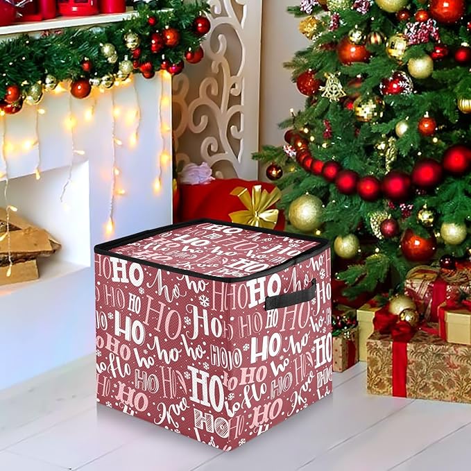 Santa Claus Red Christmas Ornament Storage Basket Box Winter Xmas Holiday Storage Container Cube with Adjustable Dividers for 64 Holiday Ornaments or Decorations Keeps Clean and Dry for Next Season