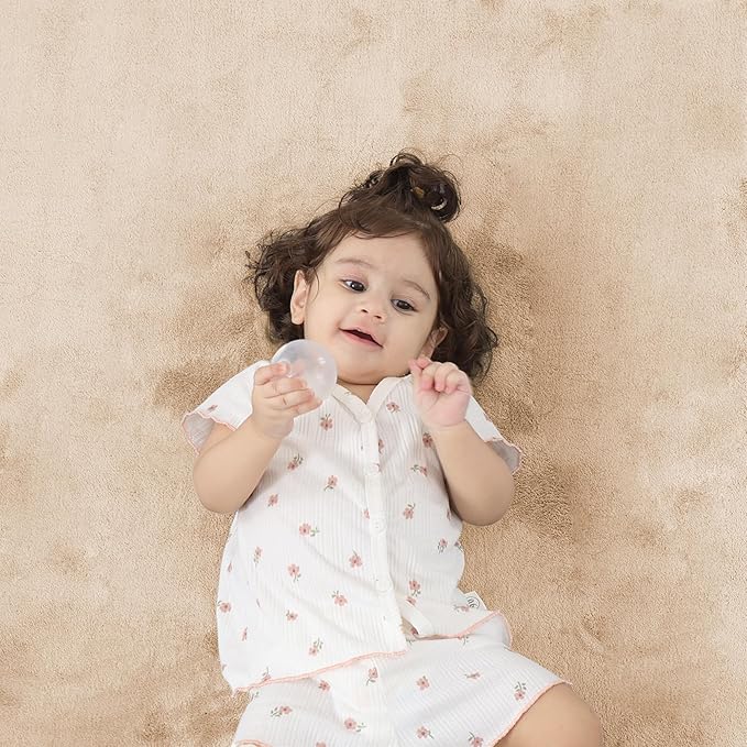 1.3" Thick Baby Floor Play Mat 50x74, Basic Padded Foam Mat for Tummy Time Crawling, Non Slip Cushioned for Babies Toddlers Infants Kids (Beige)