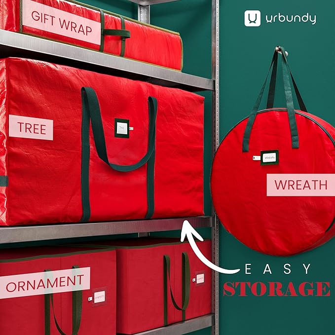 Heavy Duty Christmas Tree Storage Bag 9 Ft - Christmas Tree Bag Red - Tree Bags For Storage - Xmas Tree Storage Bag Holds 9 Ft Christmas Tree Bag For All Year Round Christmas Storage