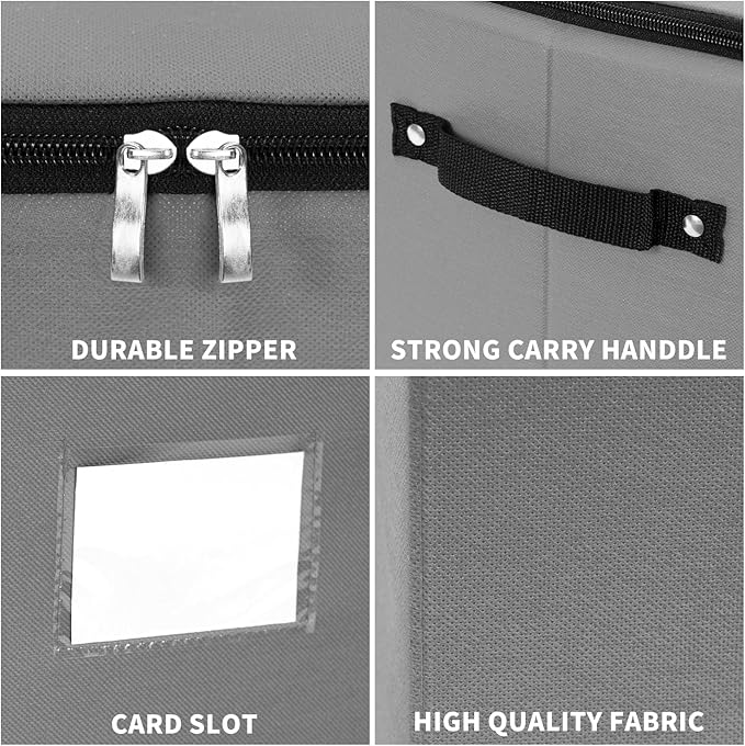 DIMESHY Christmas Ornament Storage Box With Adjustable Dividers,Ornament Storage Container with Two Handles for 64Holiday Decorations,Gray