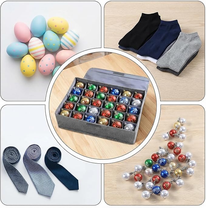 1 Pcs Light Bulb Storage 0rganizer, Christmas Light Storage Keep 30 Capacity Light Bulb Foldable Organizer with Lid Sturdy PP Board Fits Various Balls Standard Bulbs for Xmas Holiday