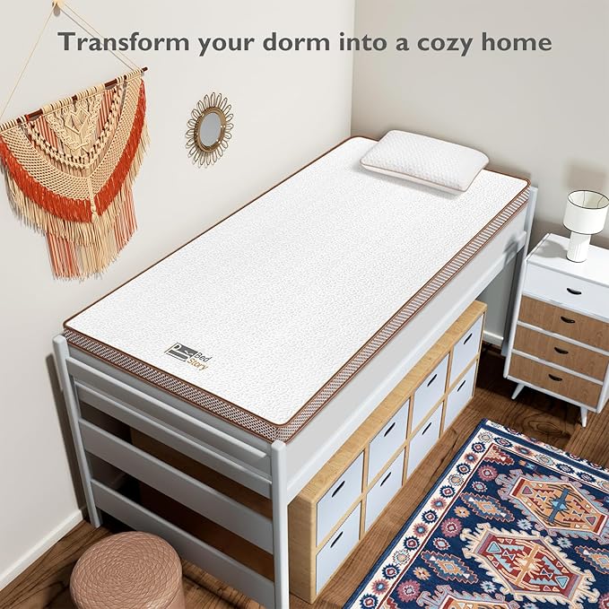 BedStory 4 Inch Memory Foam Mattress Topper Twin Size - Gel Infused Foam Bed Toppers Pressure Relief & Deep Sleep, Plush Washable Cover, CertiPUR-US Certified