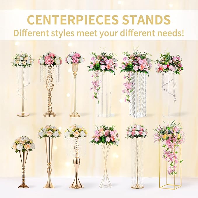 NUPTIO Artificial Flower Centrepieces for Tables - 2 Pcs Crimson & White Fake Flowers Roses Balls 9.5in Diameter - Silk Faux Rose Arrangement for Wedding Party Centerpiece Table Decorations