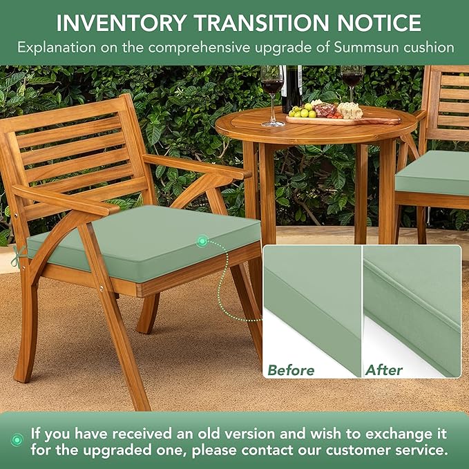 Outdoor Chair Cushions Set of 4: Waterproof & Fade Resistant Seat Cushion for Patio Furniture - 19 x 19 x 2 Inch Chair Pads with Ties and Hidden Zipper - Patio Chair Cushion Replacement, Sage Green