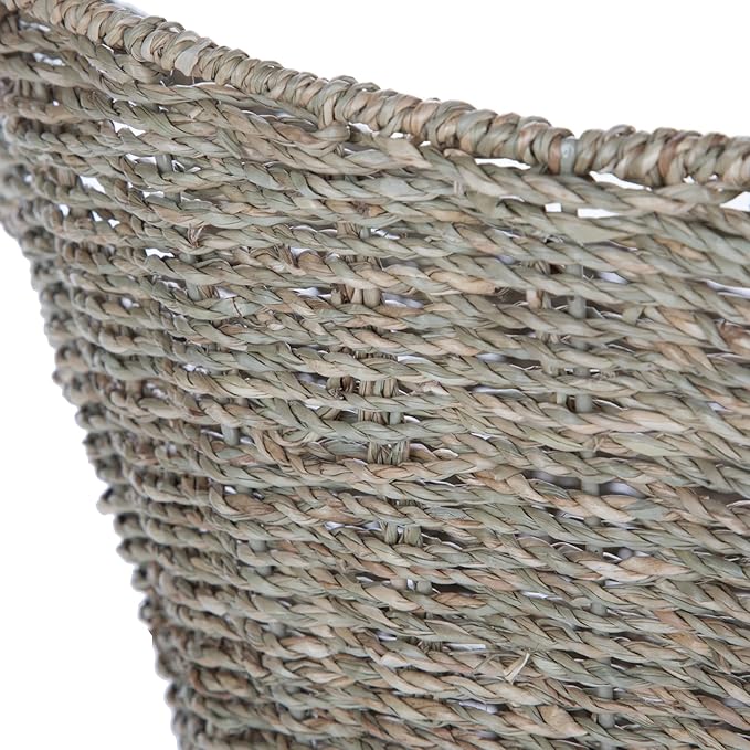 Oval Natural Seagrass Storage Basket with Cut-Out Handles