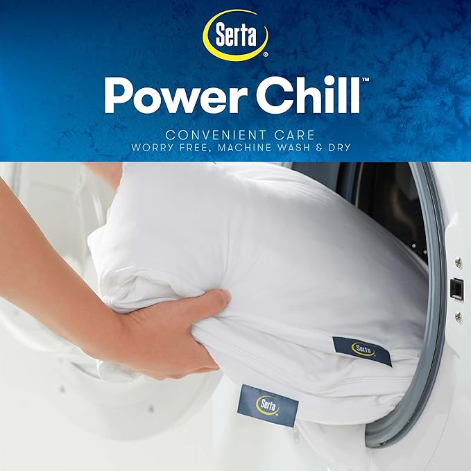 Serta Power Chill Cooling Pillow Protectors,Stain Resistant and Zippered Pillow Protector,Protects-Pillow from Dust and Dirt,King,White,2 Count (Pack of 2)
