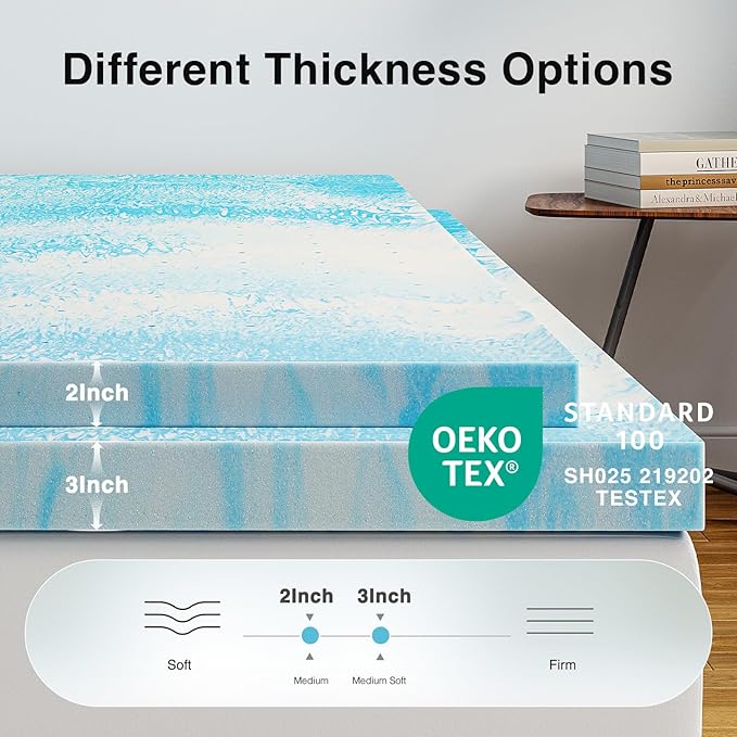 Novilla Memory Foam Mattress Topper Full - 3 Inch Cooling Gel Infused Memory Foam | Slow-Rebound Pressure Relief | CertiPUR Certified | Comfort for Sleeper Sofa, RV, Camper, Dorm Room