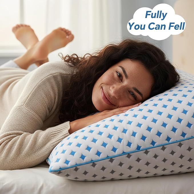 Memory Foam Pillows 2 Pack – Adjustable Loft Cooling Pillows Standard Size Set of 2 for Sleeping, Firm, Supportive, and Breathable Design for Hot, Side, Back, and Stomach Sleepers