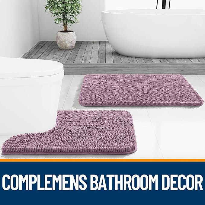 OLANLY Bathroom Runner Rugs 47x17, Soft Absorbent Chenille Bath Rugs, Rubber Backing Quick Dry, Machine Washable Long Bath Mats for Bathroom Floor, Tub and Shower, Home Decor Accessories, Deep Plum