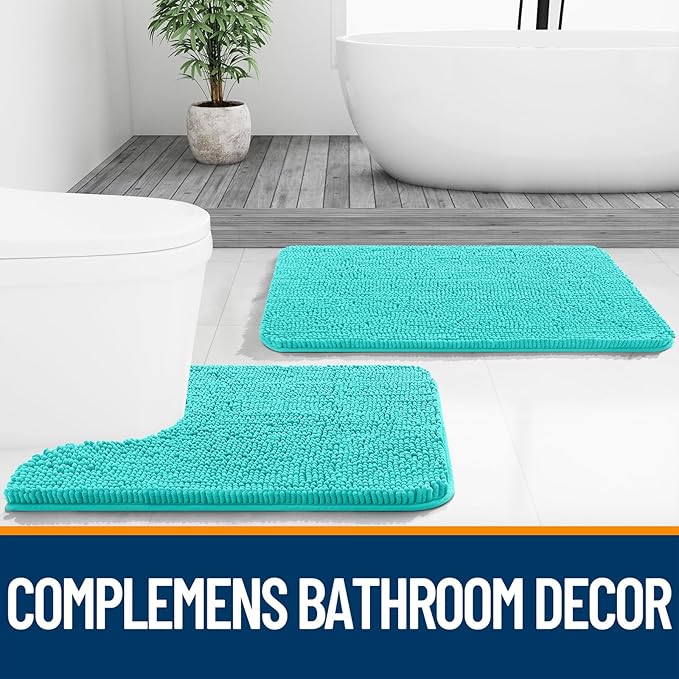 OLANLY Large Bathroom Rugs 70x46, Extra Soft Absorbent Chenille Bath Rugs, Rubber Backing Quick Dry, Machine Washable Bath Mats for Bathroom Floor, Tub and Shower, Home Decor Accessories, Teal