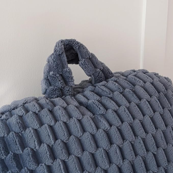 Yaoshuho Fluffy Reading Pillow for Sitting in Bed, Large Backrest Bed Pillow with Arms, Back Support Pillow for Lounging Bedrest, Navy