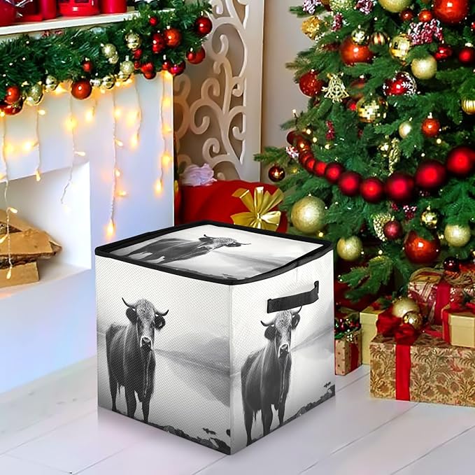 Kigai Highland Cow Christmas Ornament Storage Box with Zipper & Adjustable Dividers Holiday Ornament Organizer Xmas Storage Container, 64 Balls