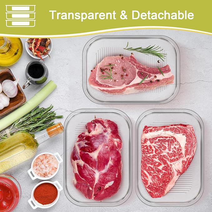 Cecnamt Stackable Deli Meat Container with Drainage Groove and Silicone Lid, Clear Refrigerator Storage Containers for Lunch Meats, Cold Cuts, Bacon, Cheese, BPA Free - 1 Layer