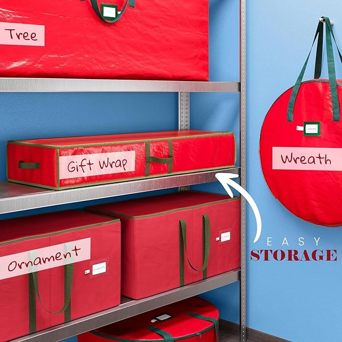 Christmas Wrapping Paper Holder Box, Waterproof Oxford Fabric Container 106x35x15.2 cm for Living Room, Bedroom, Closet, Rolls, Ribbons, Bows Storage