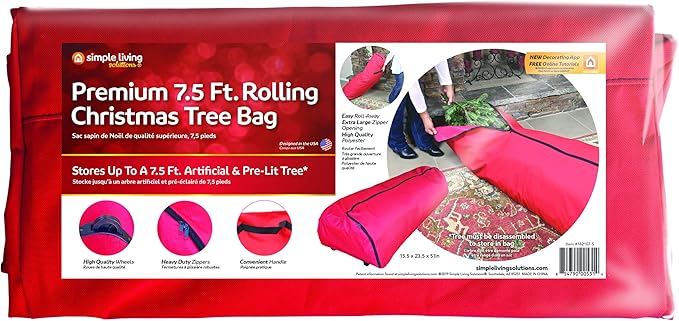 Simple Living Solution's 7.5ft Rolling Christmas Tree Storage Bag- Store Artificial X-Mas Tree up to 7.5ft. Totes can be used to store Holiday inflatables, Sporting Goods & Camping Essentials
