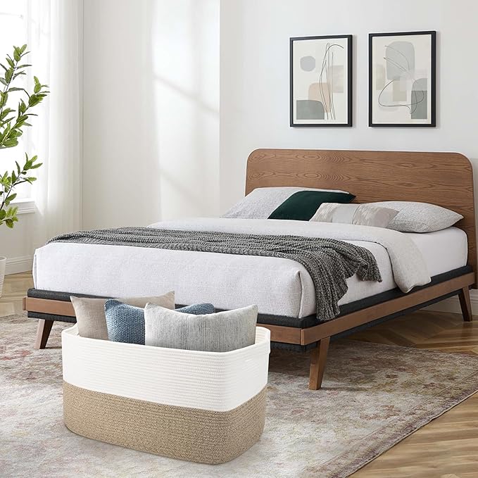 MEGASKET Extra Large Blanket Basket, 22" x 17" x 12" Rectangle Blanket Storage for Living Room, Soft Kids Dog Toy Basket Bin, Cotton Rope Baskets for Storage, Woven Throw Pillow Organizer Holder
