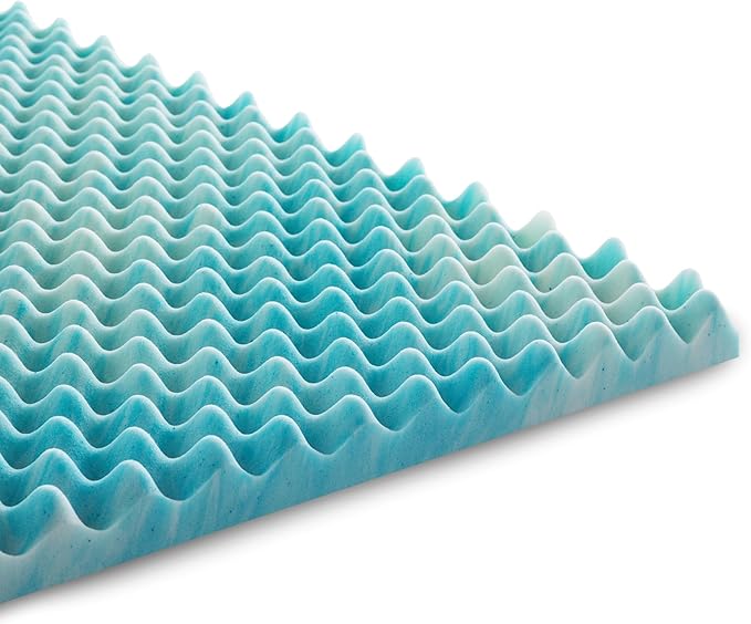 Linenspa 3 Inch Gel Memory Foam Mattress Topper – Egg Crate Style, Reversible for two feels – Promotes Airflow & Relieves Pressure Points – Twin XL