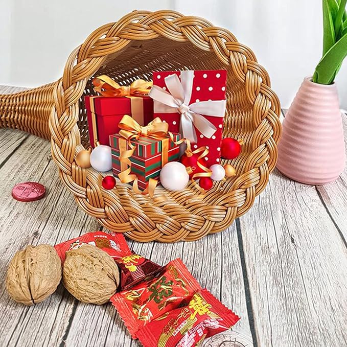 Woven Storage Basket Christmas Decorative Horn Shape Holder Parties AnUnique Addition Decor Christmas Ornaments