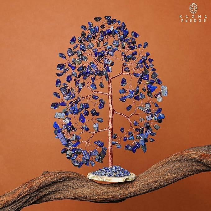 Crystal Tree of Life Birthday Gifts for Women, Men, Frineds, Handmade Lapis Lazuli Chakra Healing Tree for Home, Room, Office Decor, Bring Money, Positivity, Good Luck, Gifts for Mom & Dad