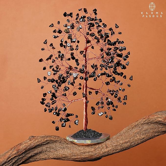 Crystal Tree of Life Birthday Gifts for Women, Men, Frineds, Handmade Black Obsidian Chakra Healing Tree for Home, Room, Office Decor, Bring Money, Positivity, Good Luck, Gifts for Mom & Dad