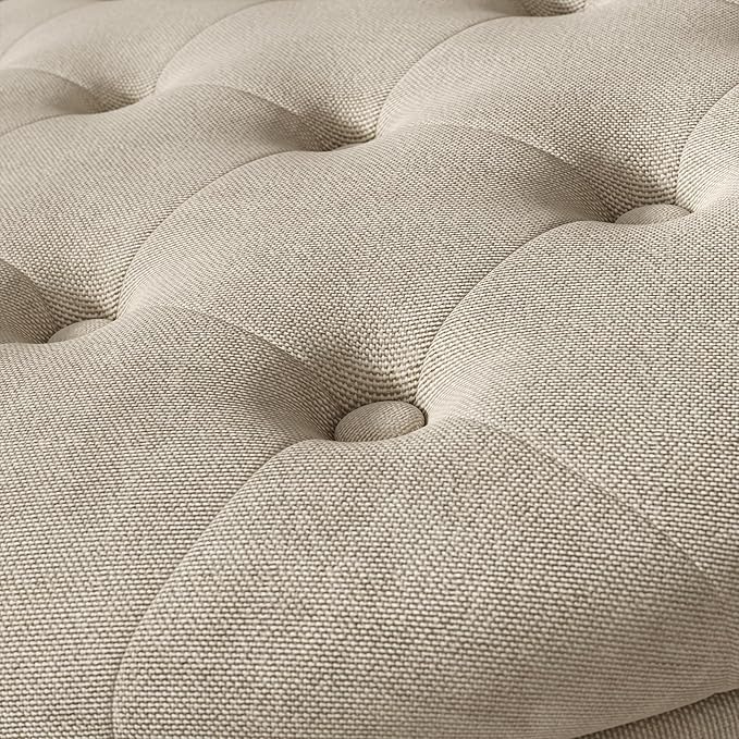 30 Inch Round Storage Ottoman,Modern Tufted Ottomans,Circular Coffee Table with Removable Top,Upholstered Large Ottoman with Storage Footrest Stool for Bedroom Living Room (Lightbrown)