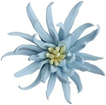Yimi Flower，4.72" Ceramic Flower 3D Handmade Porcelain Flower Wall Art Decor, 3D Ceramic Flower Wall Decor, Home Office Decor, Unique Gift for Home Office Decor,Girls (Blue)