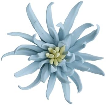 3D Handmade Porcelain Flower Wall Art Decor, 3D Ceramic Flower Wall Decor, Home Office Decor, Unique Gift for Home Office Decor,Girls (Blue, Yimi Flower, 2.76")