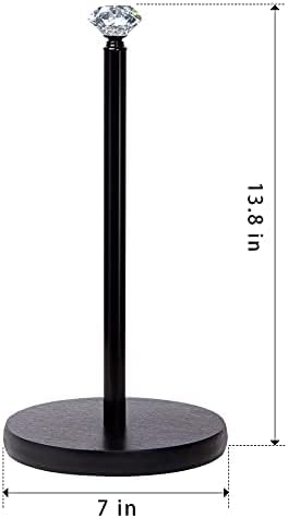 Paper Towel Holder Countertop, OBODING, Crystal Paper Towel Stand Holder, Black Solid Wood Weighted Paper Towel Holders for Standard and Large Size Rolls (Black)