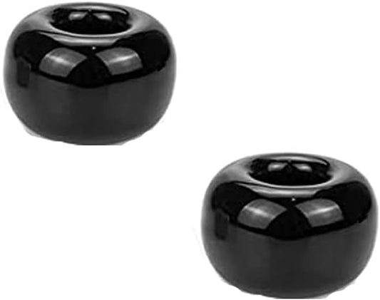2 Pcs Mini Ceramics Toothbrush Holder,Individual Toothbrush Stand for Bathroom Vanity Countertops Dresser(Black)