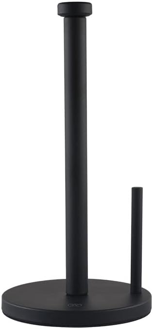 Black Paper Towel Holder Countertop Stainless Steel Paper Towel Stand with Weighted Non-Slip Base One-Handed Tear, Rust-Resistant Kitchen Roll Holder, Standard, Jumbo & Large Rolls