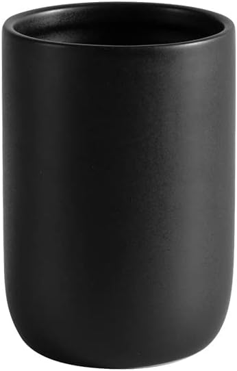 Bathroom Ceramic Toothbrush Cup, Matte Black Toothbrush Cup Holder, Bathroom Storage Organizer