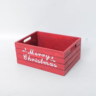 Christmas Hot Wood Storage Box Rustic Farmhouse Wooden Storage Bins Decorative Wooden Basket Bins Xmas Wood Crate Organizer for Kitchen Office Bathroom Laundry Farmhouse Gift